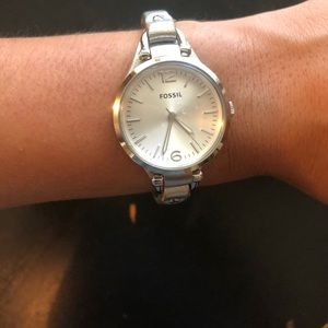 Silver Fossil Watch